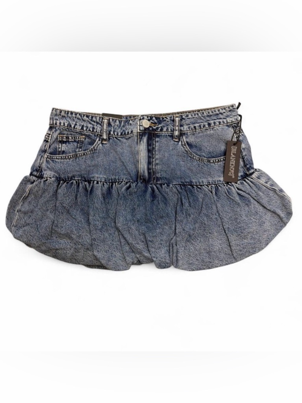 BlankNYC Denim Bubble Hem Mini Skirt - Size 28
